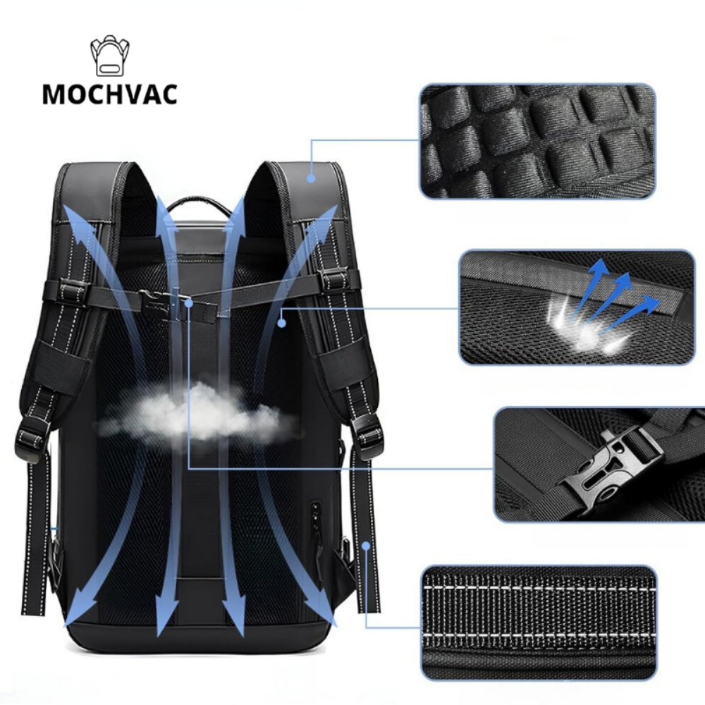 Mochila de Viaje Expandible de 60L con Compresión al Vacío