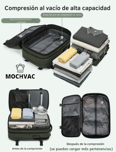 Mochila de Viaje Expandible de 60L con Compresión al Vacío