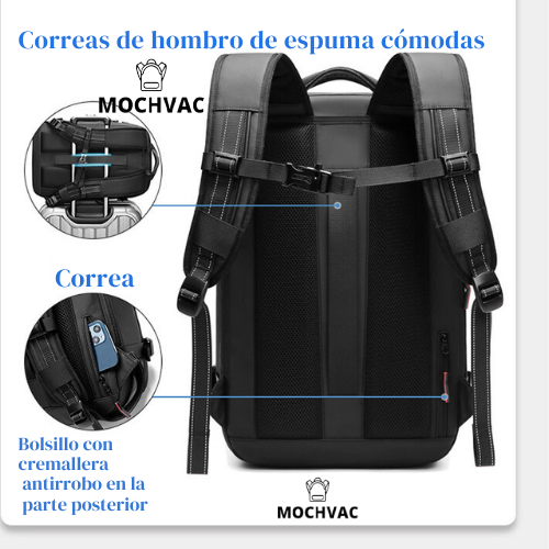 Mochila de Viaje Expandible de 60L con Compresión al Vacío